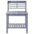 thumbnail image 1 of KFFKFF Table Banc de Rempotage, Poste de Travail de Jardinage Extérieur avec Évier, Plateau en Bois Réglable 37-55 Po, Poste de Travail de Jardin avec Étagères de Rangement, 1 of 9