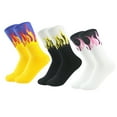 thumbnail image 5 of Sunvit-Panties 3 Pack Flame Socks for Men - Mid Calf Trendy Streetwear Polyester Socks, Multicolor Vibrant Flame Pattern, One Size Fits Most for Casual Daily Wear,Size Free Size, 5 of 5