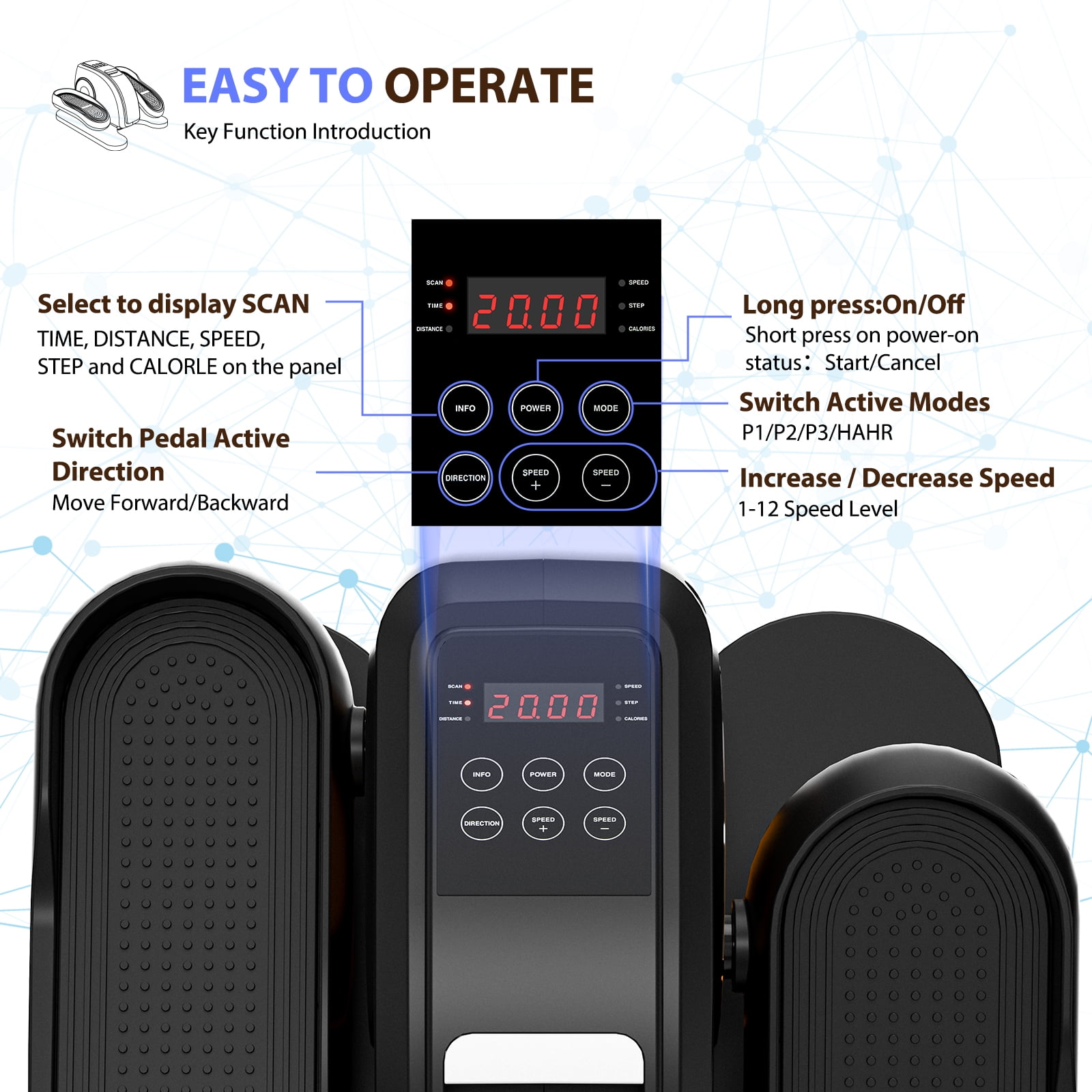 Ginna Under-Desk Mini Elliptical Machine - Quiet Pedal Ginna Under-Desk Mini Elliptical Machine - Quiet Pedal