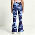 thumbnail image 6 of Spazoro Girls Flare Pants with Pockets, Button Closure Lightweight Relaxed Fit Camouflage Print Retro Bell‑Bottom Trousers for Street Daily Wear Blue Size 13-14, 6 of 7