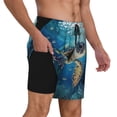 thumbnail image 2 of Sigee Watercolor Turtle4 Print Mens Swim Trunks with Compression Liner Quick Dry Swim Stretch Beach Shorts with Pockets,S-3XL, 2 of 7