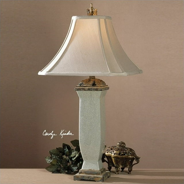 Uttermost Reynosa Lampe de Table en Porcelaine en Lavis Gris Bleuâtre Clair