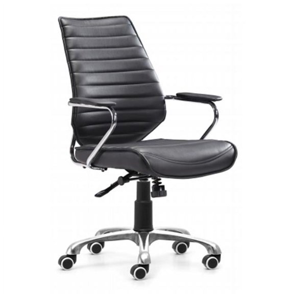 Enterprise Low Back Office Chair Polyurethane Chrome Frame Adjustable Height