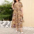 thumbnail image 2 of Uaswgudfs ​Floral Women's V-Neck Short Sleeve Midi Dress​ - Cotton Chiffon Summer 2025 Flow Style for Women Orange 2XL, 2 of 6