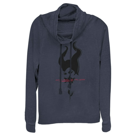 Junior's Maleficent: Mistress of All Evil Rose Curse  Cowl Neck Sweatshirt Navy Blue 2X Large