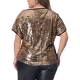 thumbnail image 4 of DARING DIVA Women's Plus Full Sequin Tops Sparkle Night Blouses 3X Champagne, 4 of 6