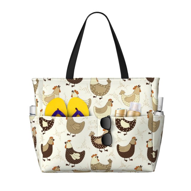 Easygdp Funny Chicken Bolsa de Viaje de Playa de Gran Capacidad, Bolsa Tote Perfecta para la Playa, Escapadas de Fin de Semana y Viajes