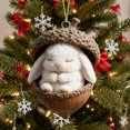 thumbnail image 2 of Adornos colgantes de bellota de animales del bosque, acrílicos, para árbol de Navidad, con diseños de ardilla, conejo y poni, colgantes planos 2D para regalar en las fiestas., 2 of 8