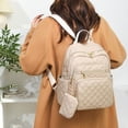 thumbnail image 2 of Stylago Laptop Backpack Purse for Women Work Travel Computer Bags College Students Fashion Quilted Daypack with Mini Pouch Beige, 2 of 7