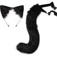 thumbnail image 1 of wonima02 Cat Ears Headband Wolf Fox Tail Set Handmade Animal Cosplay Costume Faux Fur Headdress Party Accessories, 1 of 1