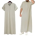 thumbnail image 2 of Middle East Jubba Thobe with Zipper Design Short Sleeve Men Robe Muslim Clothing-2025, 2 of 5