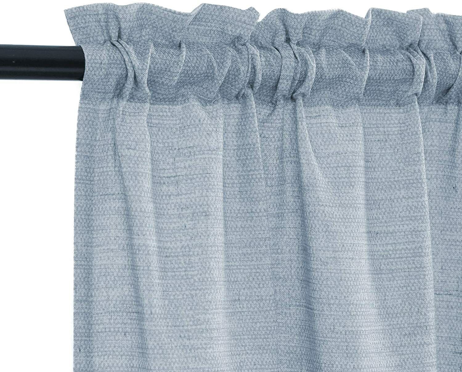 Linen Textured Short Curtains Kitchen Tiers Solid Color Cafe Drapes Rod Pocket