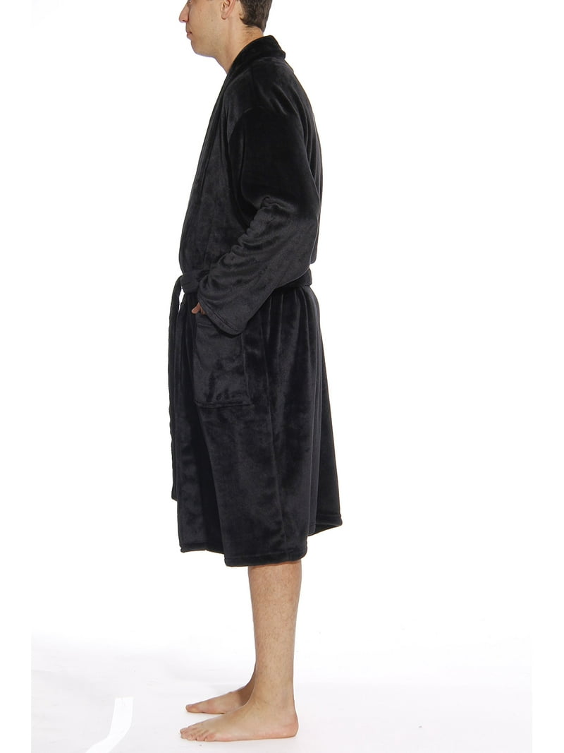 Followme Velour Robe for Men, Black, Small, Ultra Cozy, 100