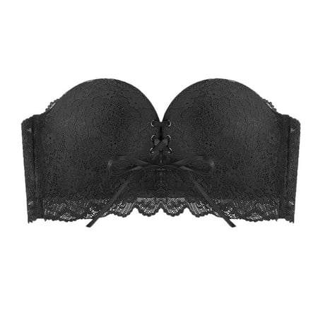 

Pgeraug bras for women Magic Non-Slip Drawstrings Push Up Lace Bra Strapless Drawstring Bandeau underwear women Black 70A