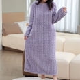thumbnail image 3 of 2 Pack Women Flannel Nightgowns Cable Knit Cozy Plush Long Sleeve Winter Warm Nightdress, 3 of 9