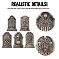 thumbnail image 6 of Joyfy 25.2" Halloween 5 Pcs Extra Large Tombstones Decorations, GraveYard Signs Cemetery Headstones Scary Outdoor Halloween Decor with Metal Stakes for Easy Set Up, Waterproof for Garden Lawn, 6 of 7