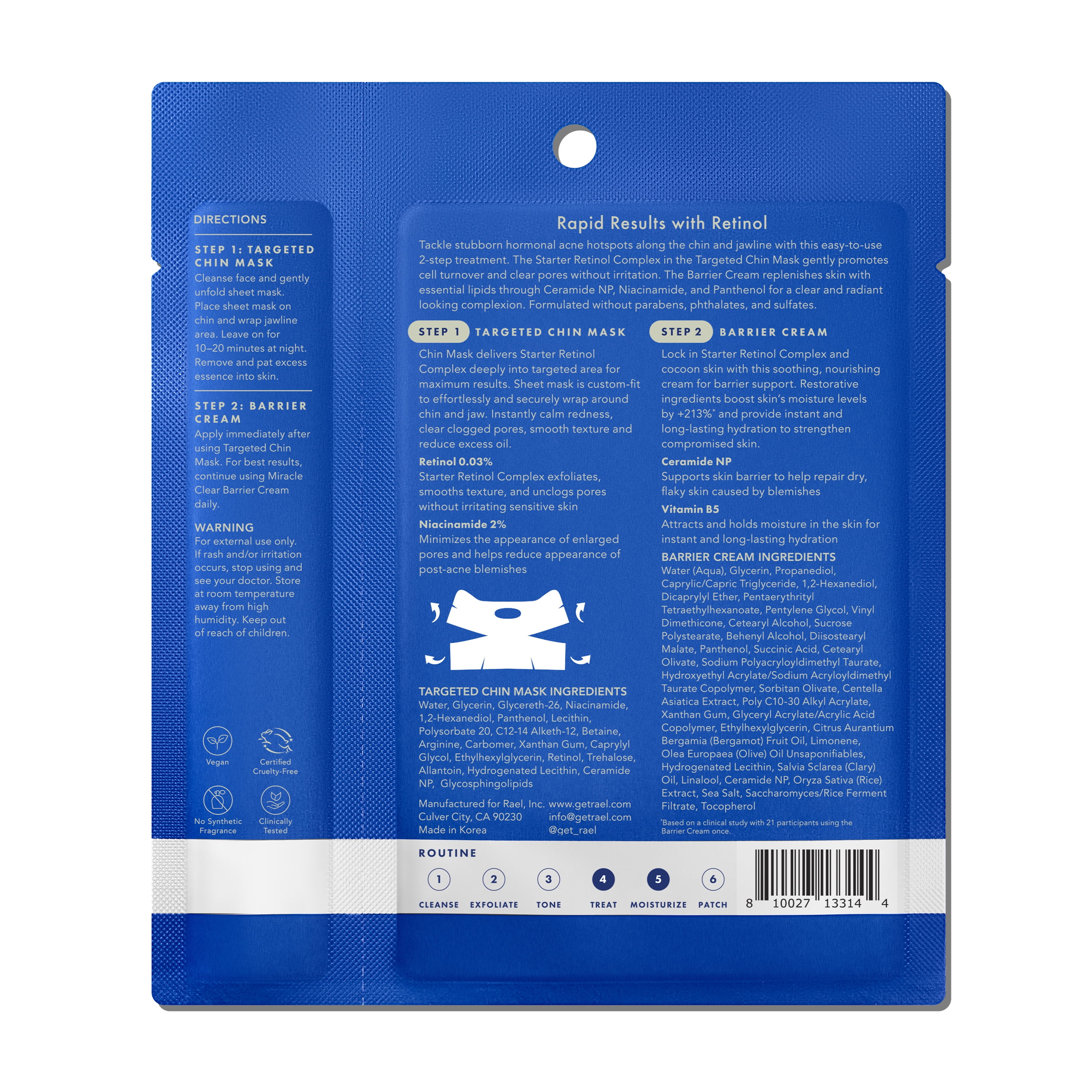 Rael Miracle Clear Retinol Chin Mask Set, 1 Count