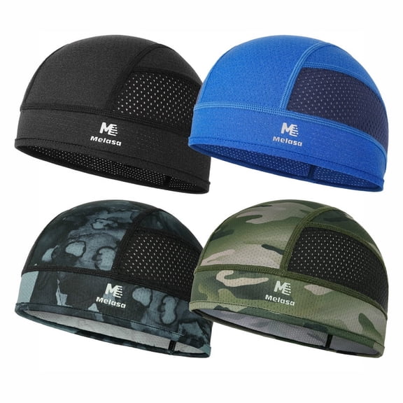 MELASA 4 Pack Cooling Skull Cap Helmet Liner Sweat Wicking for Cycling Running for Men