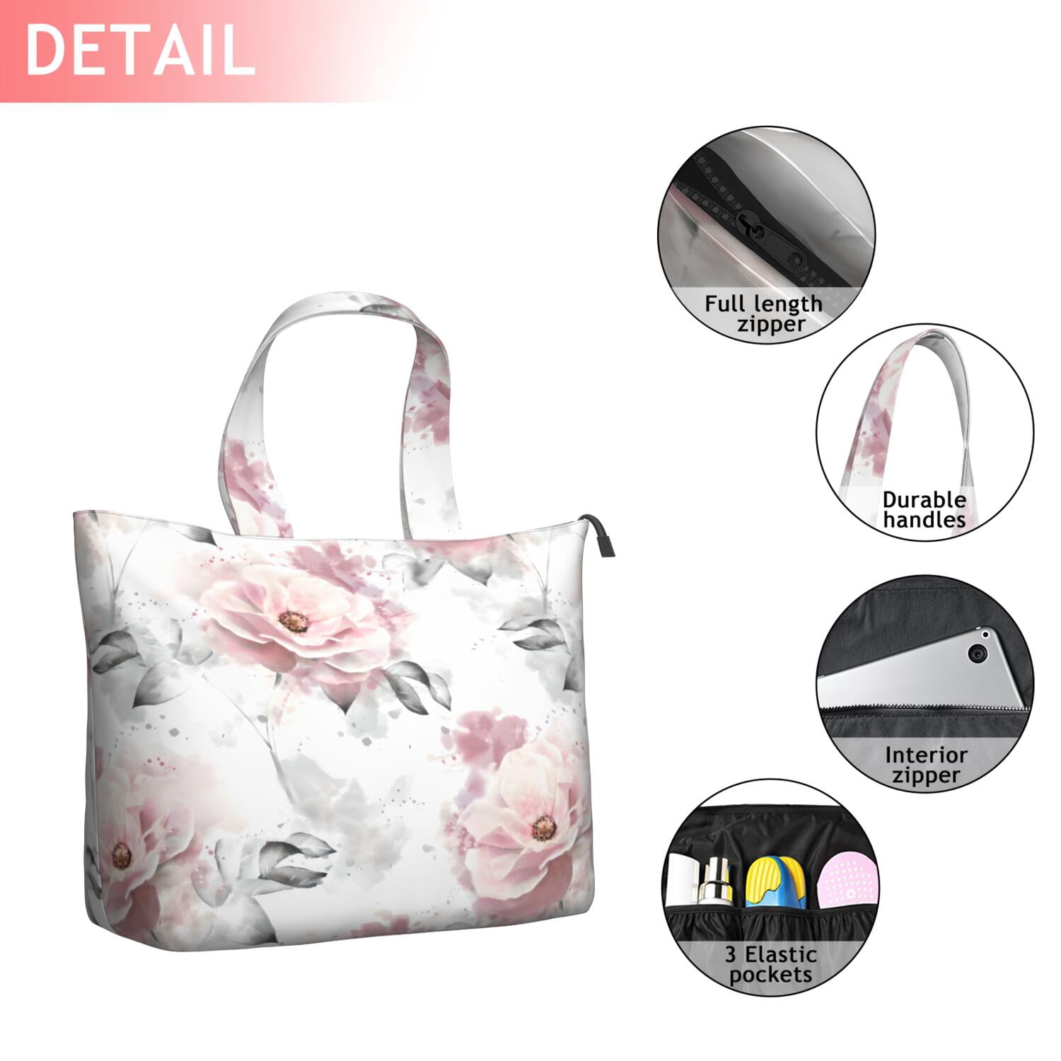 Pioneer Flower Floral Print Pattern Travel Tote Bags for Women Carry On,Large Weekender Bags for Women Travel,Multi Functional Duffle Bag for Work,Shopping,Sports