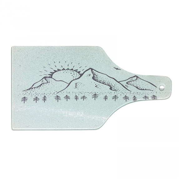 Saying Cutting Board, Its a Day Sunset Between Huge Mountains Unpainted Illustration, Decorative Tempered Glass Cutting and Serving Board, in 3 Sizes, by Ambesonne