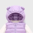 thumbnail image 4 of Spazoro Toddler Girls Lightweight Puffer Vest with Hood, Quilted Solid Color Warm Full Zip Sleeveless Outerwear Coat Purple Size 5-6, 4 of 5