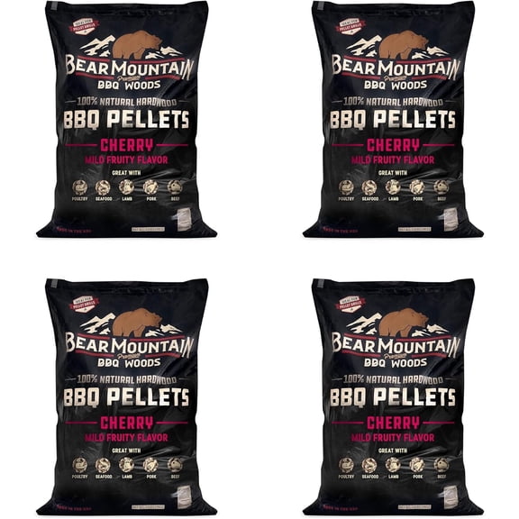 Bear Mountain BBQ FK13 Premium All-Natural Hardwood Mild and Fruity Cherry BBQ Smoker Pellets for Outdoor Grilling, 20 Pounds 4 Pack
