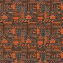 Camelot Fabrics Tonka Truck Fabric Street Signs in Orange Black 100% Cotton Fabric sold by the yard