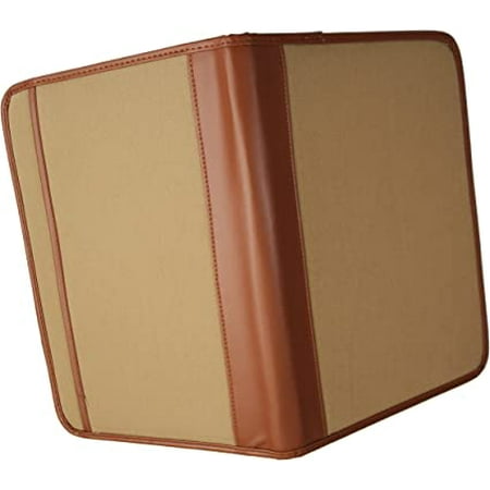 Xtitix Classic Vintage Cotton Canvas Zippered Padfolio Note Pad, Brown/Khaki