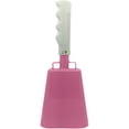 thumbnail image 1 of 9.6 inch pink bell white handle cowbell with stick grip handle used for cheering at sporting events - cow bell by stewart trading, 1 of 3
