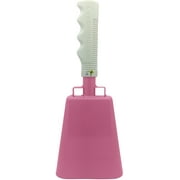 9.6 inch pink bell white handle cowbell with stick grip handle used for cheering at sporting events - cow bell by stewart trading