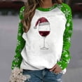 thumbnail image 2 of RKSTN Merry Christmas Sweatshirts for Women Oversize Crewneck Glitter Red Wine Glass Funny Printed Pullover Hoodless Sweatshirt Top Womens Casual Round Neck Xmas Holiday Party Sweatshirt Fall Deals, 2 of 5