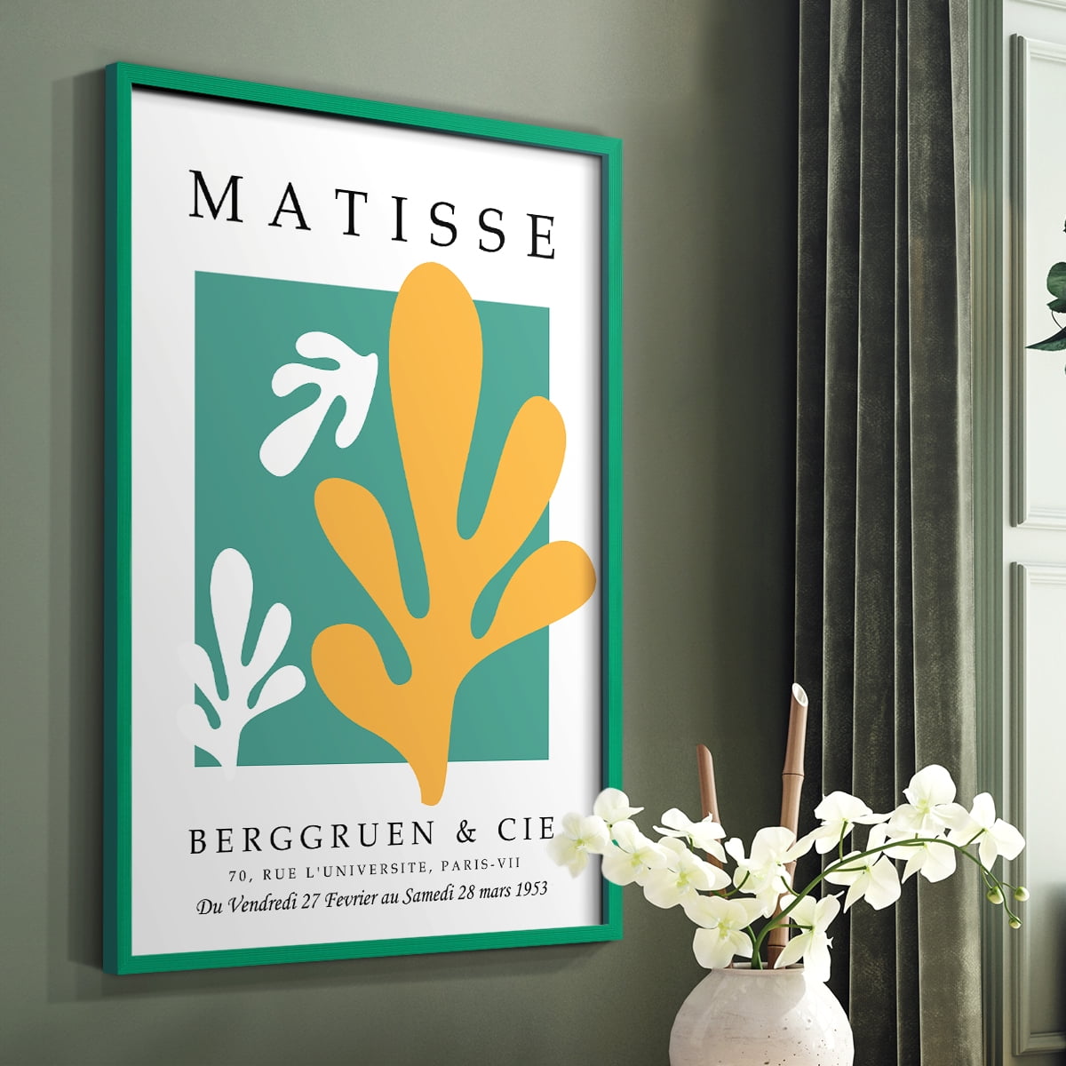 Matisse CCCXLIV in Green Solid Wood 16 x 20 Framed Print