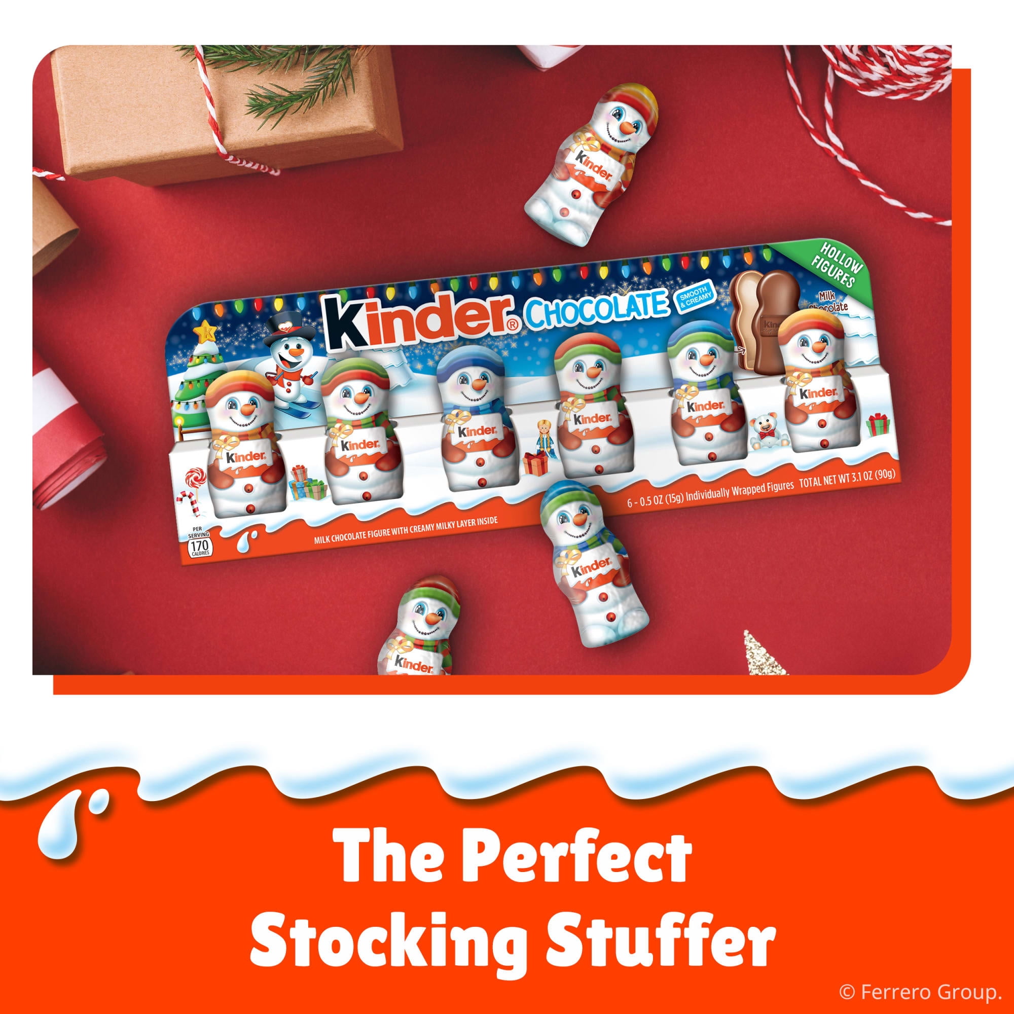 (2 pack) Kinder Christmas Chocolate Snowman, Creamy Milk Chocolate, Individually Wrapped, Great for Holiday Gifts, 6 Count, 3.1 oz