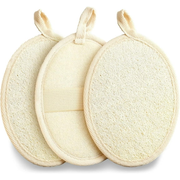 3Pcs Loofah Sponge Exfoliating Body Scrubber - Natural Bath Sponge Body Scrubbers for Use in Shower Exfoliator for Women Men SPA Shower,Body Loofah Back Scrubber for Washing