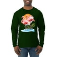 thumbnail image 1 of Wild Bobby, Flamingo Love Print, Animal Lover, Men Long Sleeve Shirt, Forest Green, XX-Large, 1 of 4