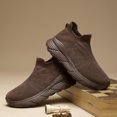 thumbnail image 3 of Men's Slip On Walking Shoes Breathable Knit Upper Thick Sole Sock Sneakers for Casual Daily Commute, 3 of 7