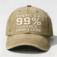 thumbnail image 5 of There's A 99% Chance I Don't Care Embroidered Dad Hat, Distressed Adjustable Baseball Cap for Men and Women, Sarcastic Statement Cap for Outdoor, Sports, and Casual Sun Protection - Khaki, 5 of 7