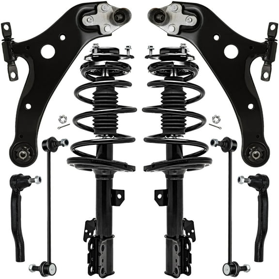 Detroit Axle - FWD Front End Suspension Kit for 2011-2014 Toyota Sienna, 2 Struts w/Coil Spring Assembly 2 Lower Control Arms w/Ball Joint 2 Sway Bars 2 Outer Tie Rods 2012 2013 Replacement