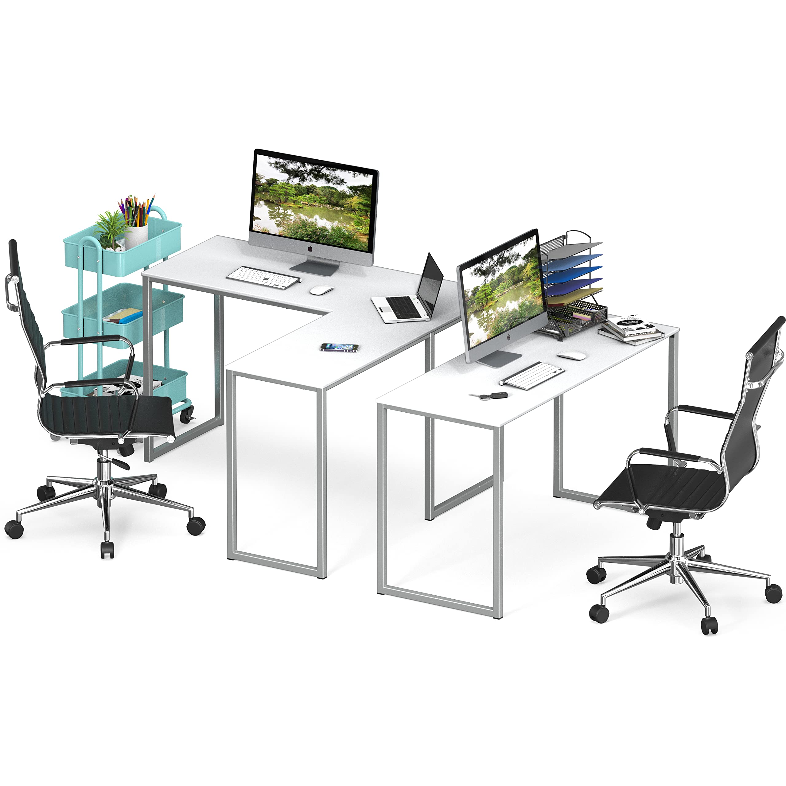 SHW 48-Inch Mission L-Shaped Home Computer desk, White - image 4 of 5