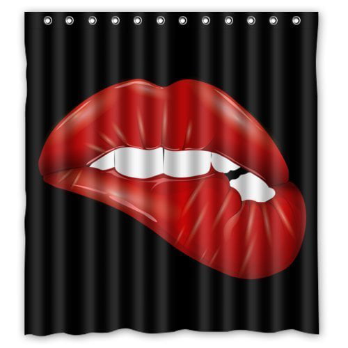 HelloDecor Red Lips Shower Curtain Polyester Fabric Bathroom Decorative ...