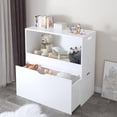 thumbnail image 4 of Caja de almacenamiento de juguetes abierta para niños, recipiente organizador de madera blanca para juguetes de peluche, libros, guardería o uso de sala de juegos, 4 of 5
