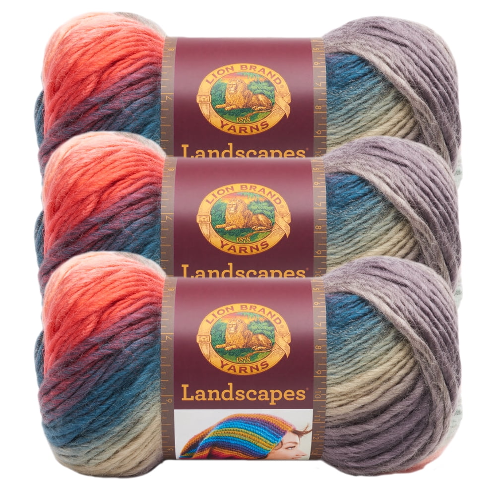 Lion Brand Yarn Landscapes Harvest Moon SelfStriping Medium Acrylic Multicolor Yarn 3 Pack