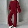 thumbnail image 6 of Bloomae Two Piece Workout Sets for Women Sweatsuit Drawstring Elastic Waist Jogger Sets with Pockets 2025 Basic Crewneck Athletic Baggy Outfits Fall Tracksuit Wine L, 6 of 7