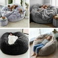 CJC Foam Queen Bean Bag Lazy Sofa Bed Cover Soft Faux Fur Memory for