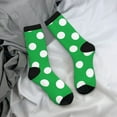 thumbnail image 5 of Hirioo Green And White Polka Dot Pattern Adult Middle Tube Socks Breathable Sock Non-Pilling,Contrasting Color Design, 5 of 6