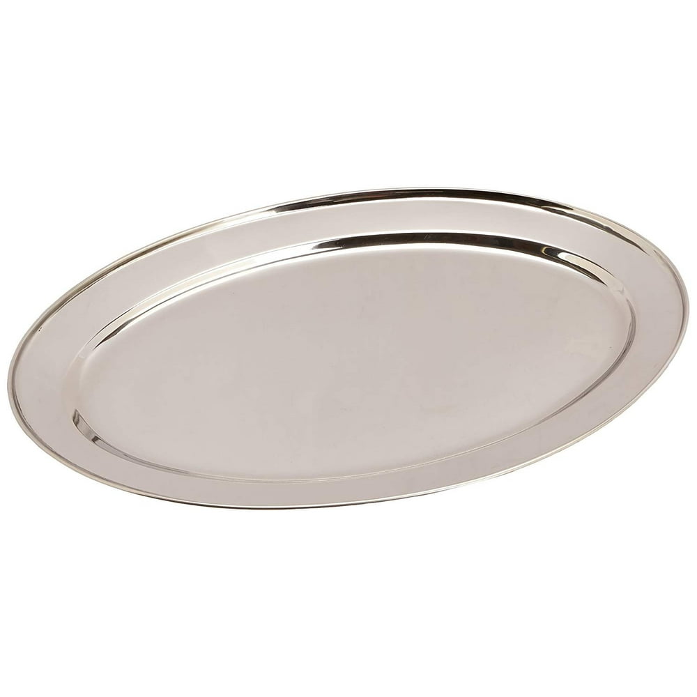 Winco OPL18 Stainless Steel Oval Platter, 18Inch by 11.5Inch