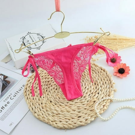 

Hazel Tech Women s Cotton Tie Thongs Women s T-Shirts Panties Comfortable Lace Cutout G-String