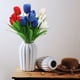 thumbnail image 2 of azul 1 blanco 1 rojo Día de la Independencia 6 ramo de tulipanes/seda, alambre/31cm, diámetro de la cabeza de la flor 3 altura 5/(30*20*3,90), 2 of 7