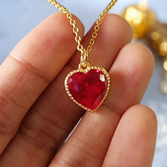 RKC 925 Sterling Silver Heart Loving in Red Pendant Gold Over