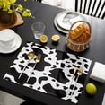 thumbnail image 5 of 2024 Placemat Black And White Cow Pattern Art Set of 4/6pcs Kitchen Coffee Accessories Coasters Home Dining Table r Linen Mats, 5 of 7